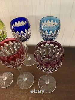 7 verres Rohmer couleur modèle cristal Saint Louis h 23.5 cm(prix la pièce)