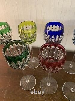 7 verres Rohmer couleur modèle cristal Saint Louis h 23.5 cm(prix la pièce)
