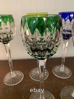 7 verres Rohmer couleur modèle cristal Saint Louis h 23.5 cm(prix la pièce)