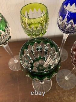 7 verres Rohmer couleur modèle cristal Saint Louis h 23.5 cm(prix la pièce)