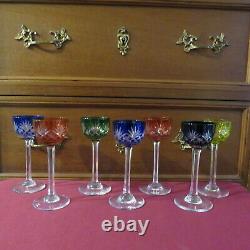 7 verres a liqueur de couleur en cristal doublé saint louis modèle tivoli H 12,1