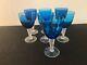7 Verres à Vin Bleu Modèle Grand Lieu Cristal De Saint Louis (prix à La Pièce)