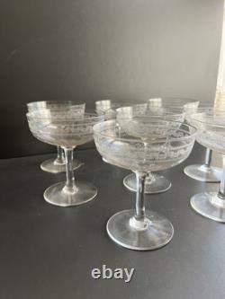8 Coupe A Champagne En Cristal Gravé Saint Louis Modèle Pasteur Baccarat