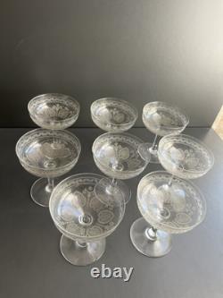 8 Coupe A Champagne En Cristal Gravé Saint Louis Modèle Pasteur Baccarat