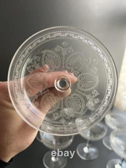 8 Coupe A Champagne En Cristal Gravé Saint Louis Modèle Pasteur Baccarat