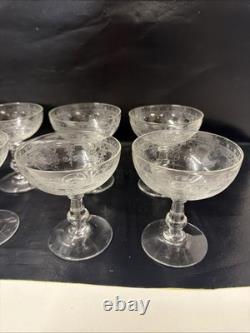 8 Coupes à champagne en cristal saint louis- Art nouveau