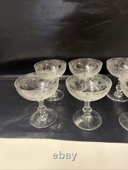 8 Coupes à champagne en cristal saint louis- Art nouveau
