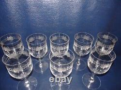 8 Verres A Vin Eau Cristal Graves A L'acide De Roses St Louis Baccarat H. 16.5cm