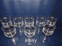 8 Verres A Vin Eau Cristal Graves A L'acide De Roses St Louis Baccarat H. 16.5cm