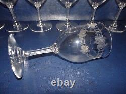8 Verres A Vin Eau Cristal Graves A L'acide De Roses St Louis Baccarat H. 16.5cm