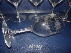 8 Verres A Vin Eau Cristal Graves A L'acide De Roses St Louis Baccarat H. 16.5cm