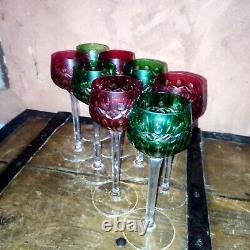 8 verres à vin Roemer cristal signé St Louis modèle Traminer Coloré overlay