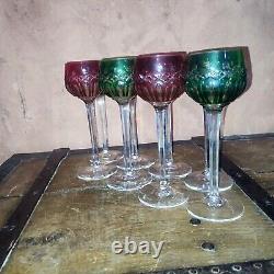 8 verres à vin Roemer cristal signé St Louis modèle Traminer Coloré overlay