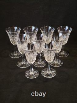 9 Verres À Vin Blanc / Porto St Saint Louis Modèle Tarn En Cristal Taillé Signé