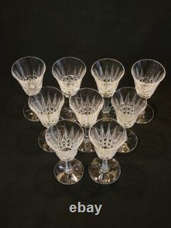 9 Verres À Vin Blanc / Porto St Saint Louis Modèle Tarn En Cristal Taillé Signé