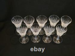 9 Verres À Vin Blanc / Porto St Saint Louis Modèle Tarn En Cristal Taillé Signé