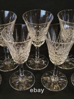 9 Verres À Vin Blanc / Porto St Saint Louis Modèle Tarn En Cristal Taillé Signé