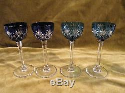 9 verres liqueur cristal overlay saint louis Massenet crystal liquor glasses