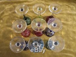 9 verres liqueur cristal overlay saint louis Massenet crystal liquor glasses