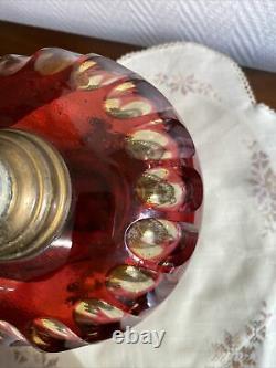 ANCIEN RESERVOIR LAMPE A PETROLE CRISTAL TAILLE BACCARAT SAINT LOUIS DIAM 17 cm