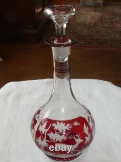 ANCIEN SERVICE de NUIT 6 PIÈCES en CRISTAL ROUGE SAINT LOUIS BACCARAT BOHEME 19è