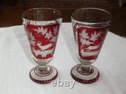 ANCIEN SERVICE de NUIT 6 PIÈCES en CRISTAL ROUGE SAINT LOUIS BACCARAT BOHEME 19è