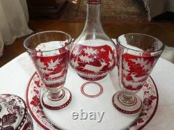 ANCIEN SERVICE de NUIT 6 PIÈCES en CRISTAL ROUGE SAINT LOUIS BACCARAT BOHEME 19è