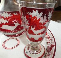 ANCIEN SERVICE de NUIT 6 PIÈCES en CRISTAL ROUGE SAINT LOUIS BACCARAT BOHEME 19è
