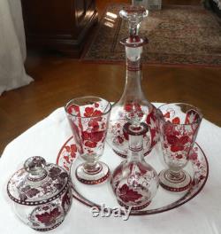 ANCIEN SERVICE de NUIT 6 PIÈCES en CRISTAL ROUGE SAINT LOUIS BACCARAT BOHEME 19è