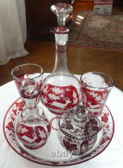 ANCIEN SERVICE de NUIT 6 PIÈCES en CRISTAL ROUGE SAINT LOUIS BACCARAT BOHEME 19è