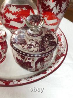 ANCIEN SERVICE de NUIT 6 PIÈCES en CRISTAL ROUGE SAINT LOUIS BACCARAT BOHEME 19è