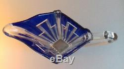 ART DECO 1930 vase pichet cristal décor bleu vintage Saint Louis ou Baccarat