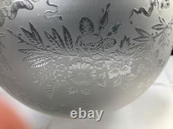Abat-jour globes cristal Gravé lampe Baccarat St Louis décor floral portrait