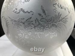 Abat-jour globes cristal Gravé lampe Baccarat St Louis décor floral portrait