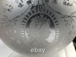 Abat-jour globes cristal Gravé lampe Baccarat St Louis décor floral portrait