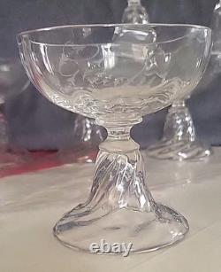 Ancien 7 Verres À Champagne Cristal St. Louis Modèle Cluny. Décor Monogramme
