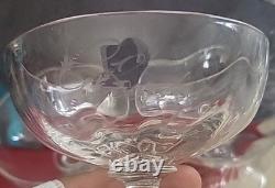 Ancien 7 Verres À Champagne Cristal St. Louis Modèle Cluny. Décor Monogramme