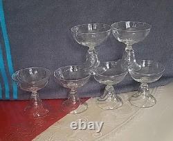 Ancien 7 Verres À Champagne Cristal St. Louis Modèle Cluny. Décor Monogramme