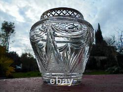 Ancien Grand Vase Pique Fleurs Cristal Taillé Val Saint Lambert St Louis