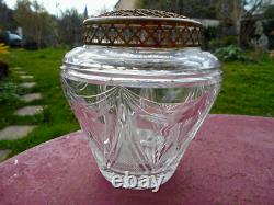 Ancien Grand Vase Pique Fleurs Cristal Taillé Val Saint Lambert St Louis