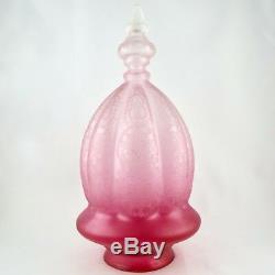 Ancien Lustre/Suspension Cristal Rose Givré, shade lamp/baccarat/saint louis