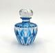 Ancien Flacon &agrave; Parfum Art Deco En Cristal Sign&eacute; Saint Louis Doubl&eacute; Bleu 13 Cm