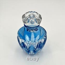 Ancien flacon à parfum ART DECO en cristal signé SAINT LOUIS doublé BLEU 13 cm