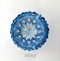 Ancien flacon à parfum ART DECO en cristal signé SAINT LOUIS doublé BLEU 13 cm