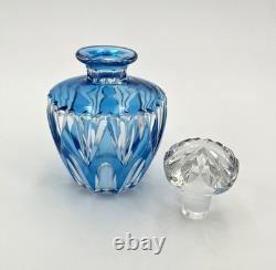 Ancien flacon à parfum ART DECO en cristal signé SAINT LOUIS doublé BLEU 13 cm