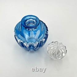 Ancien flacon à parfum ART DECO en cristal signé SAINT LOUIS doublé BLEU 13 cm