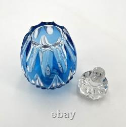 Ancien flacon à parfum ART DECO en cristal signé SAINT LOUIS doublé BLEU 13 cm