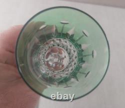 Ancien verre / flûte champagne, cristal vert, style Tommy de Saint Louis