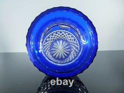 Ancienne Grand Vase Cristal Double Couleur Bleu Massif Taille St Louis Boheme
