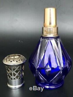 Ancienne Lampe Berger Cristal De Saint Louis Bleu Losanges